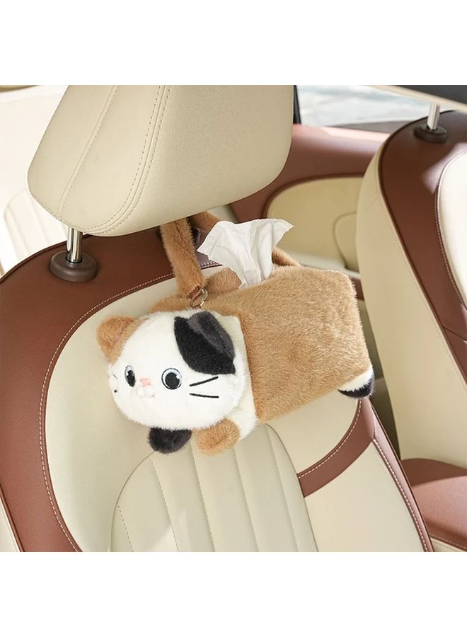 صندوق مناديل القط البقرة حامل لوحة القيادة المعلق تصميم كرتوني لطيف موزع مستطيل متين - Image 3